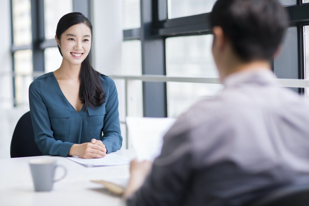 Young woman interviewing for a job